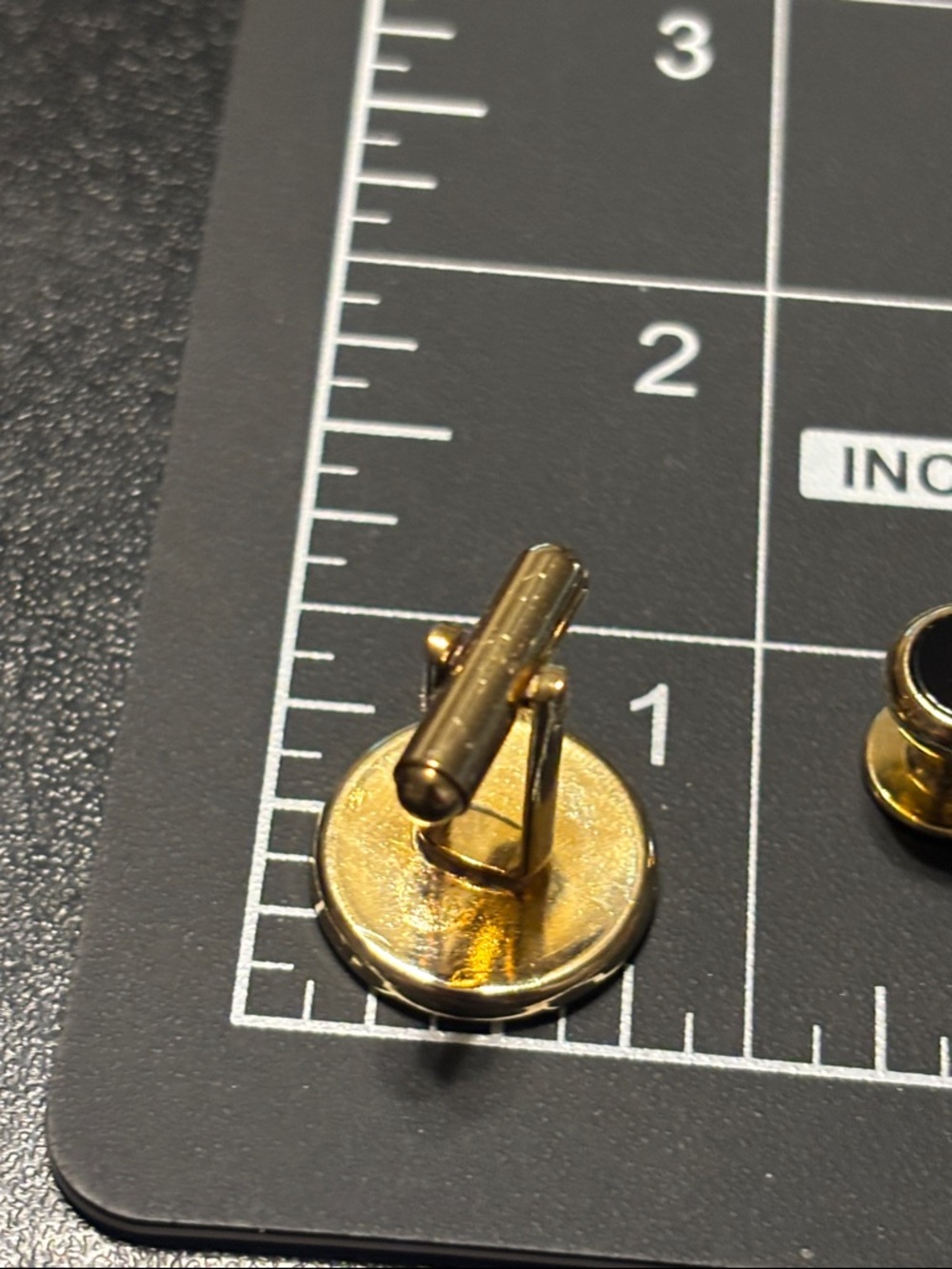 Emanuel Ungaro Black and Gold Round Cufflinks with Matching Studs - Picture 8 of 13